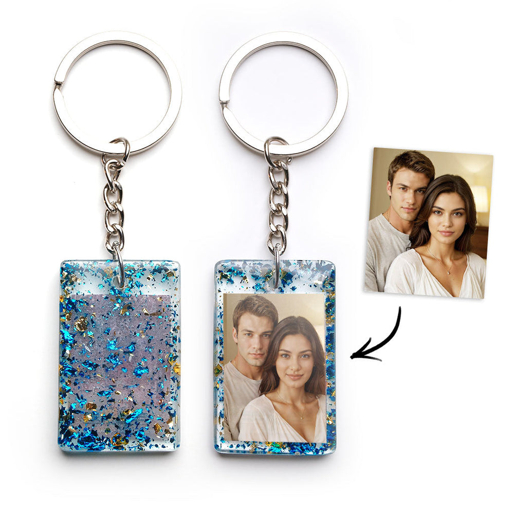 Personalized Photo Keychain Customized with Your Photo Resin Photo Keychain Anniversary Gift