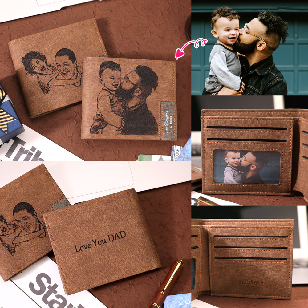 Men's Custom Photo Engraved Wallet Gifts For Him Father's Day Gifts
