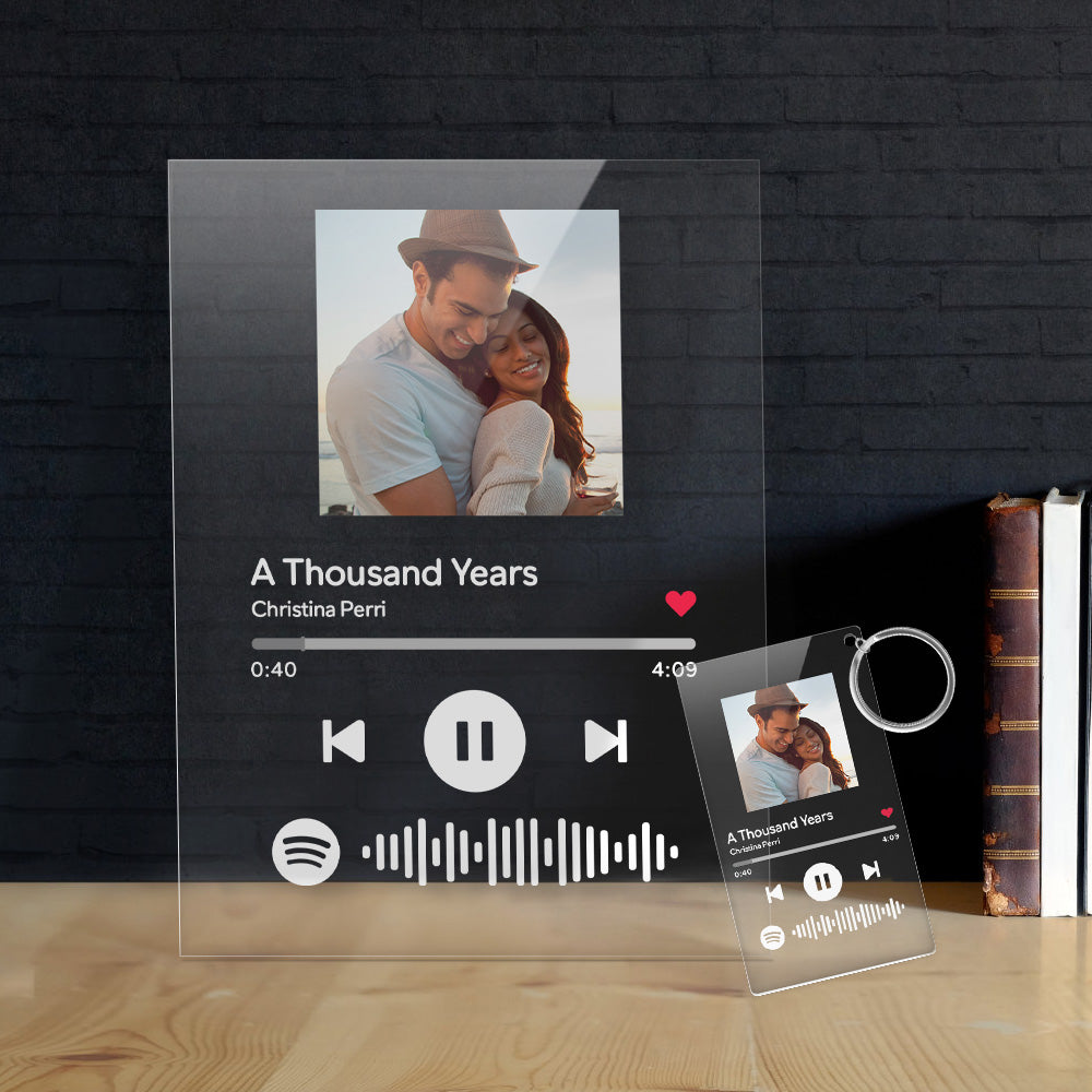 Personalized Spotify Code Music Plaque(4.7in x 6.3in) With A Free Same Keychain(2.1in x 3.4in)