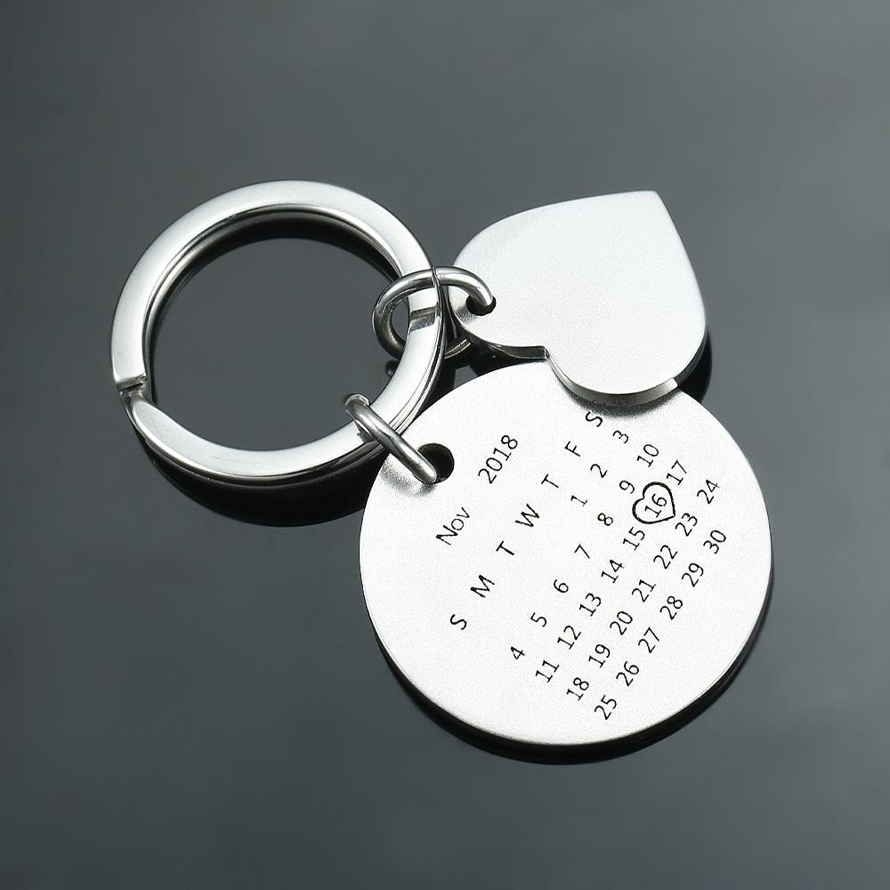 Anniversary Gift Custom Photo Engraved Calendar Keychain Gifts for Dad Who Wants Nothing