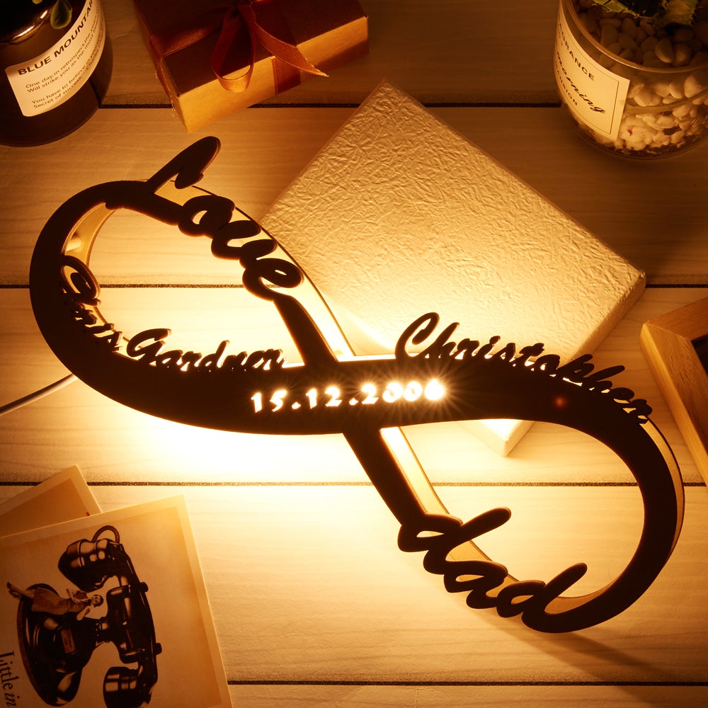 Birthday Gifts Personalized Couple Name Wooden Night Lamp Custom Lamp Engraved Wood Nightlight Gift for Lover