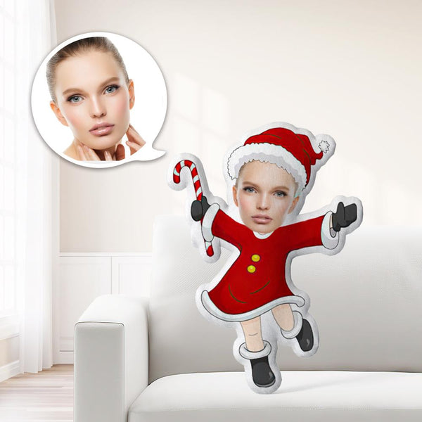 Custom Magical Santa Minime Throw Pillow Personalized Beautiful Christmas Girl With Magic Wand Santa Throw Pillow