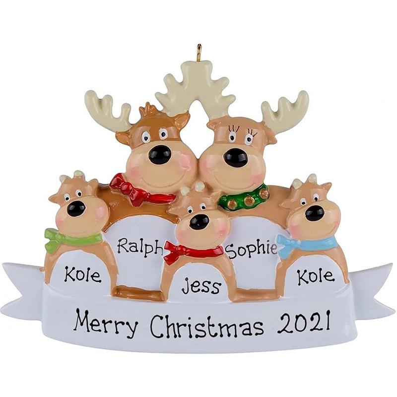 2021 Christmas Ornaments Reindeer Family Pendant Ornament Family of 2 3 4 5 6 Ornament Christmas Tree Decoration