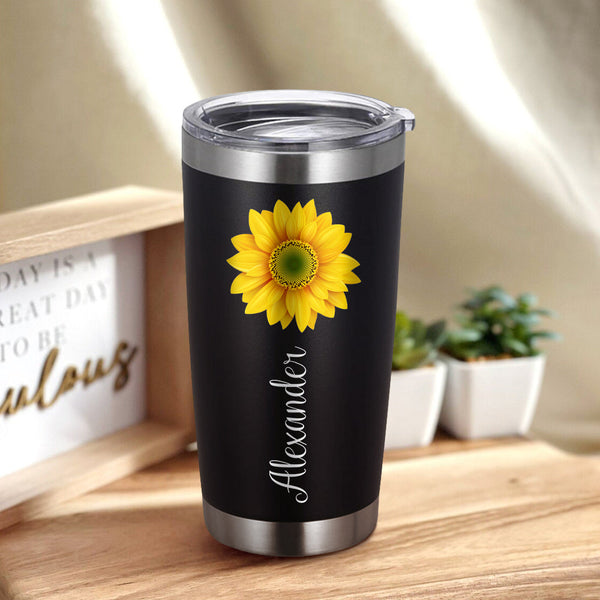 Custom Name Tumbler Sunflower Gifts for Her