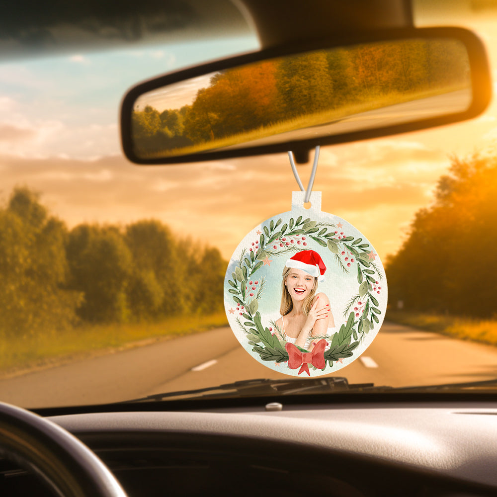 Custom Face Car Air Freshener Rearview Mirror Ornament Christmas Gift