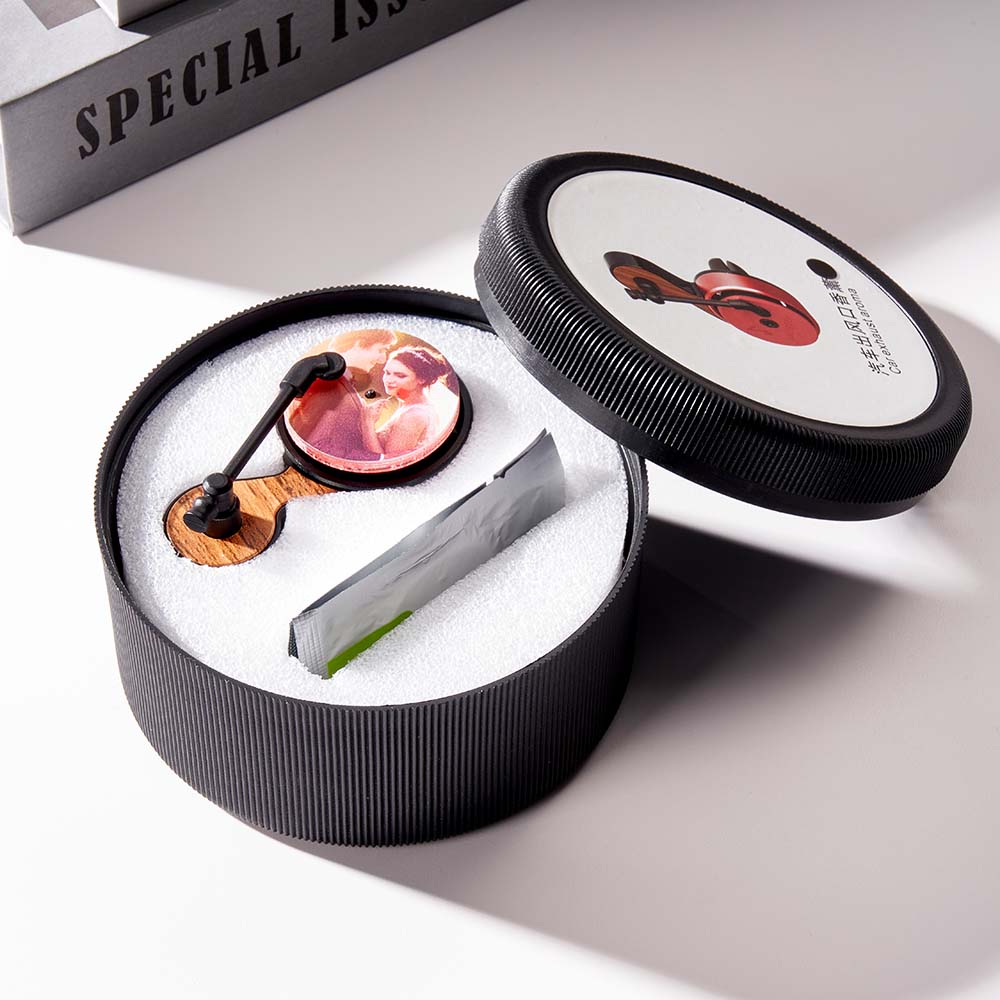 Custom Photo Car Air Freshener Mini Album Record Player Car Vent Clip Perfume Turntable Freshener