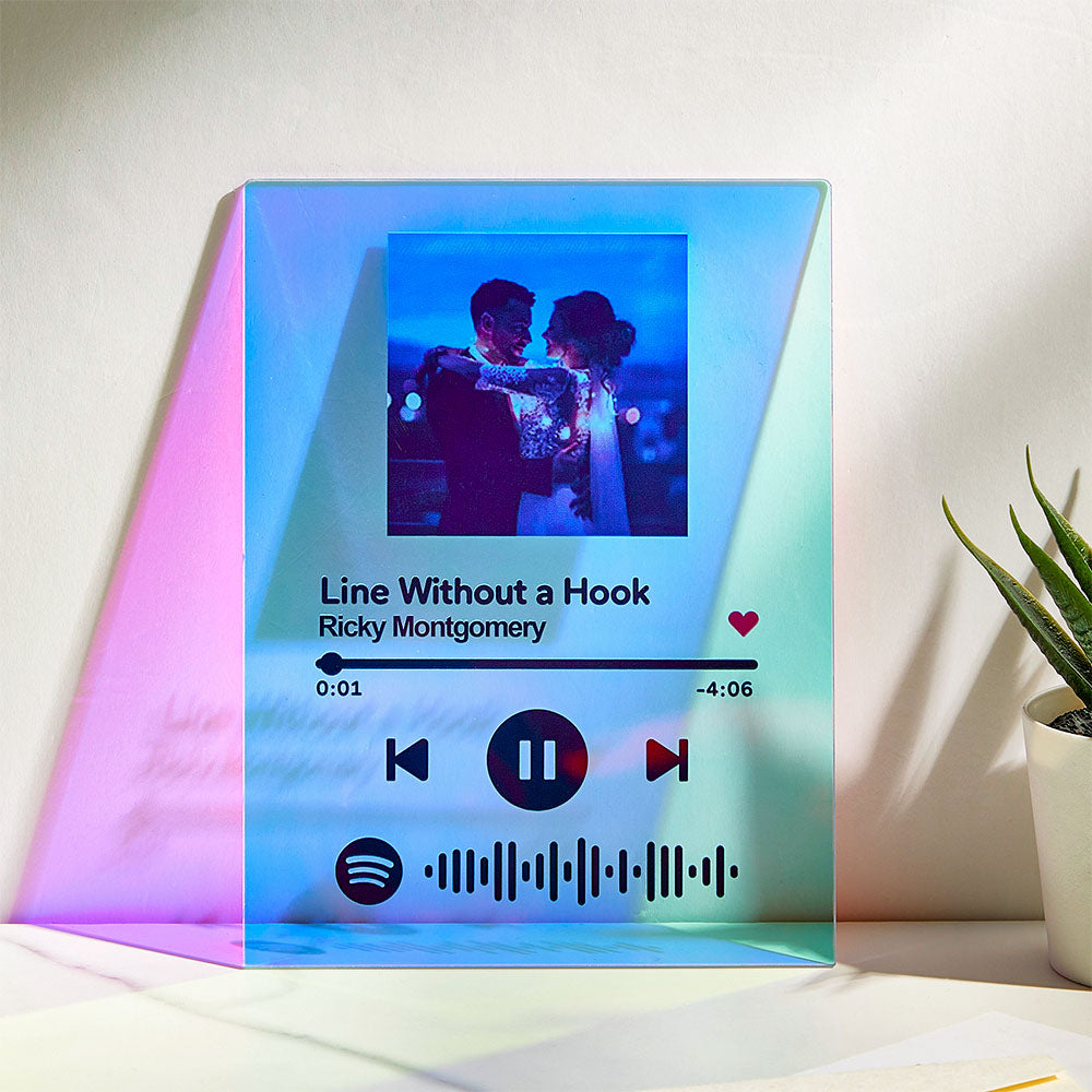Personalized Photo Holographic Laser Plaque Custom Spotify Code Christmas Gift