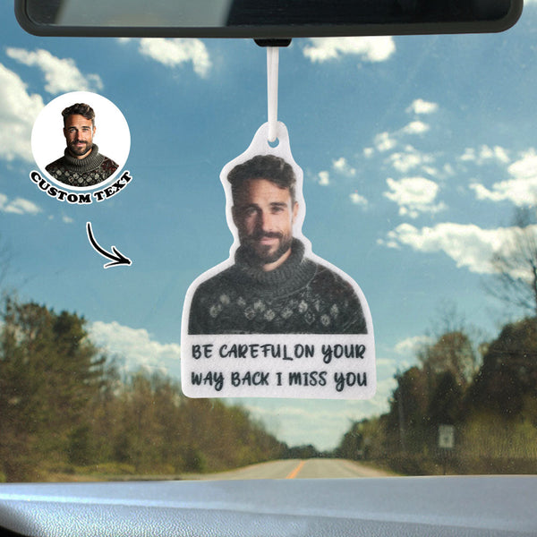 Custom Face Car Air Freshener Rearview With Text Mirror Ornament Gifts
