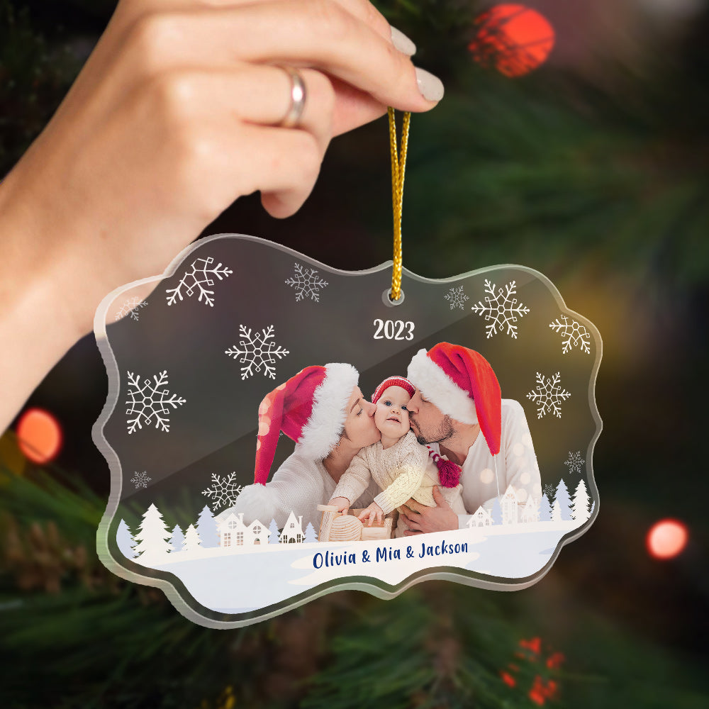 Custom Photo and Name Christmas Tree Ornament Family Christmas Gift