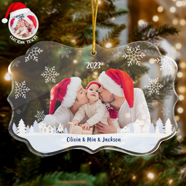 Custom Photo and Name Christmas Tree Ornament Family Christmas Gift