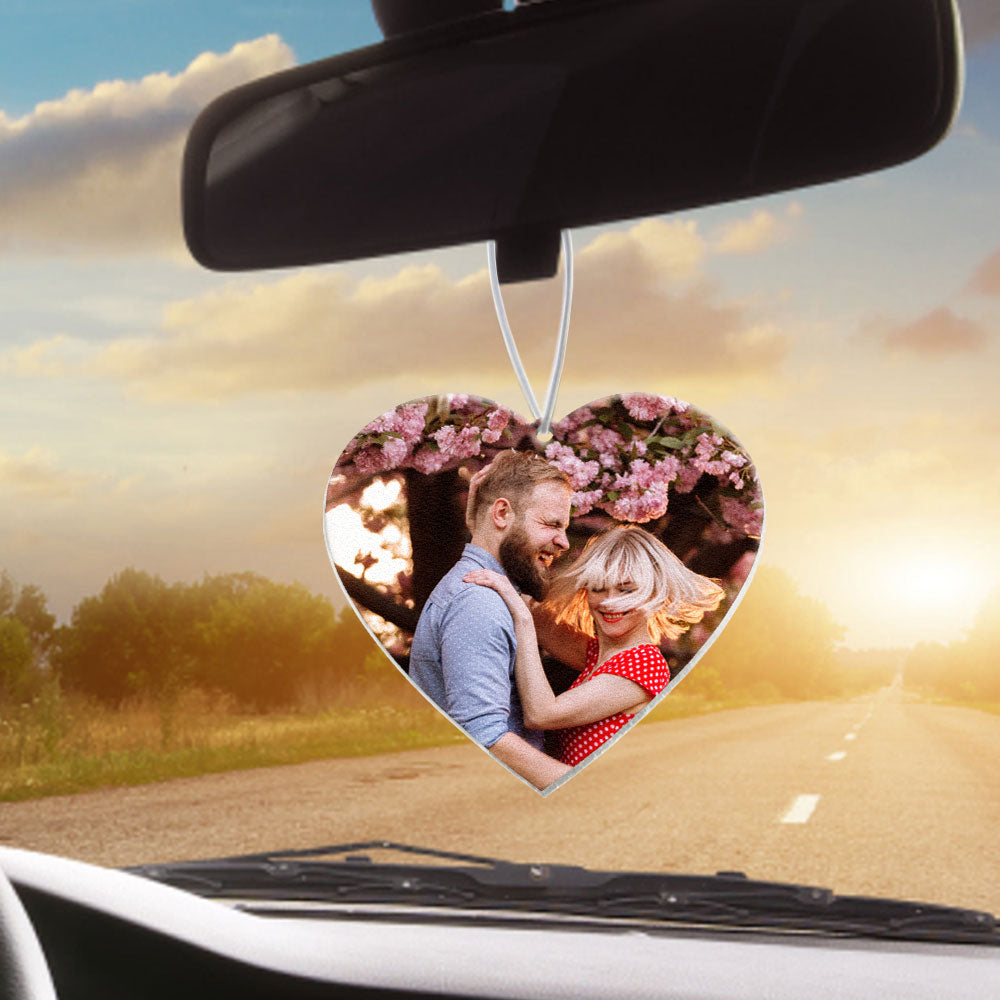Custom Car Air Freshener for Car with Photo/Text , Personalized Rear View  Mirror Hanging Air Freshener for Men Women (Vertical)