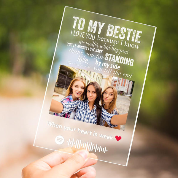 Personalized Photo Engraved Text Spotify Acrylic Plaque Best Besties Ever Gifts for Her