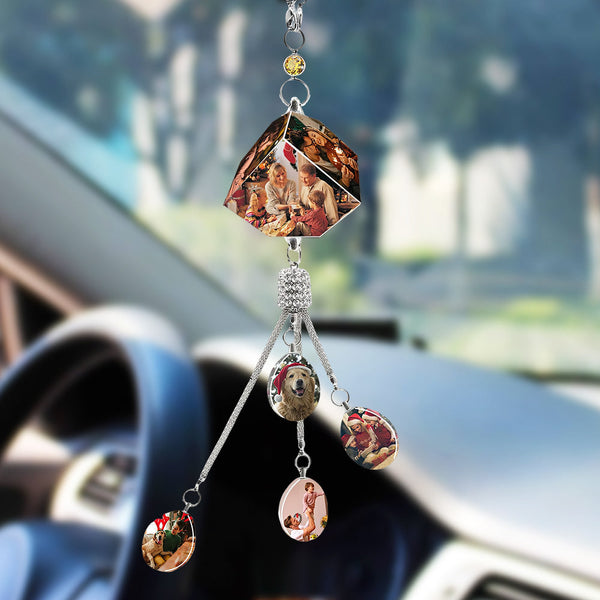 Personalized Photo Car Hanging Ornaments Rearview Mirror Pendant Accessories Gifts for Friends Family Drivers