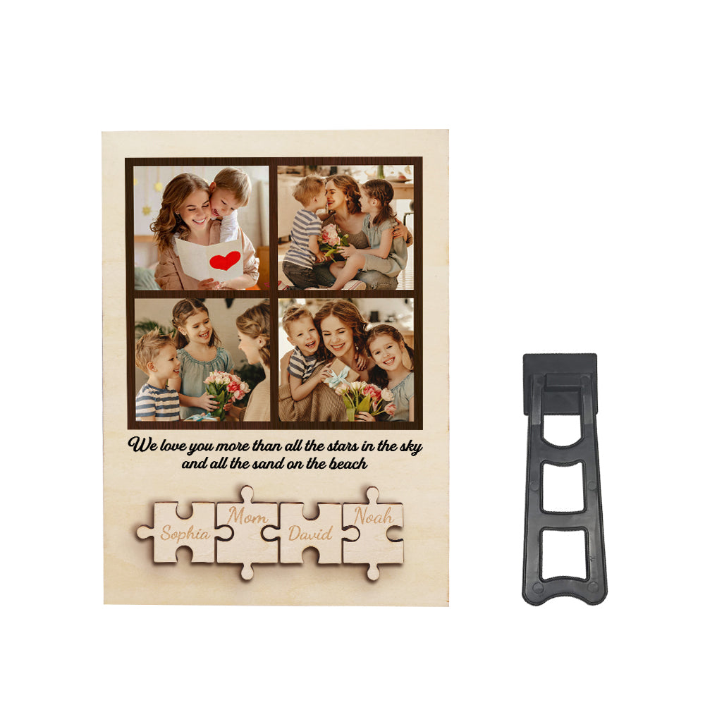 Personalized Wooden Photo Puzzle Sign Custom Family Member Sign Gift for Mom