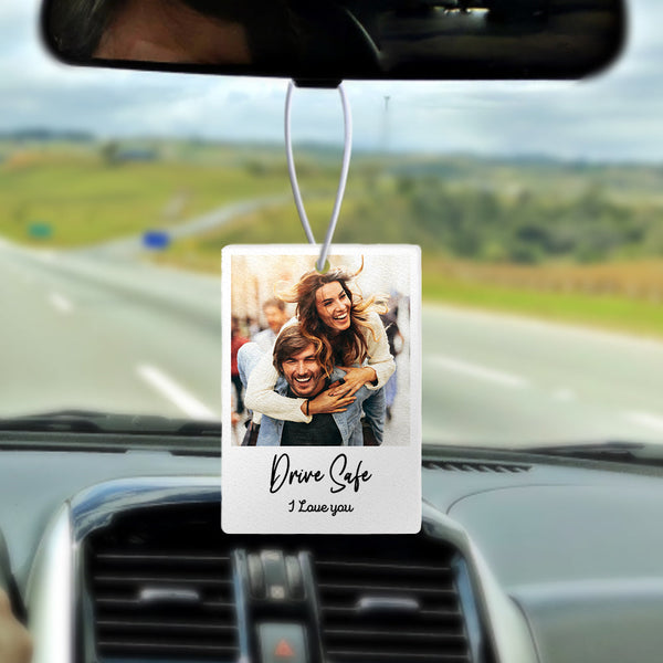 Custom Car Air Freshener for Car with Photo/Text , Personalized Rear View  Mirror Hanging Air Freshener for Men Women (Vertical)