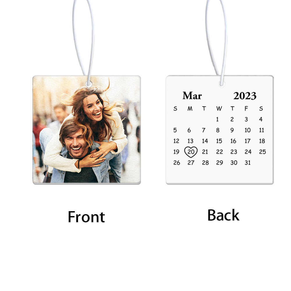 personalized Car Air Freshener with Photo and Calendar Air Freshener Rearview Mirror Ornament Gifts