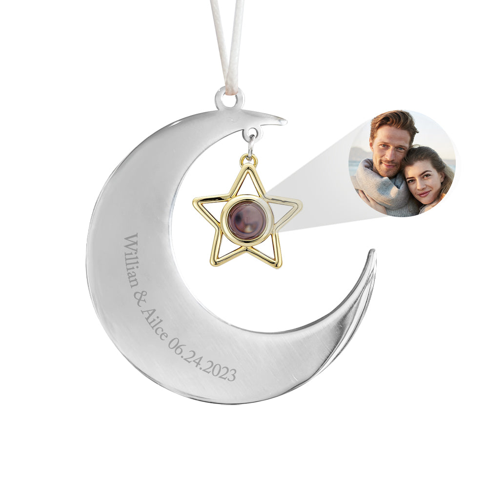 Personalized Projection Ornament Custom Crescent Star Ornament Gifts for Her