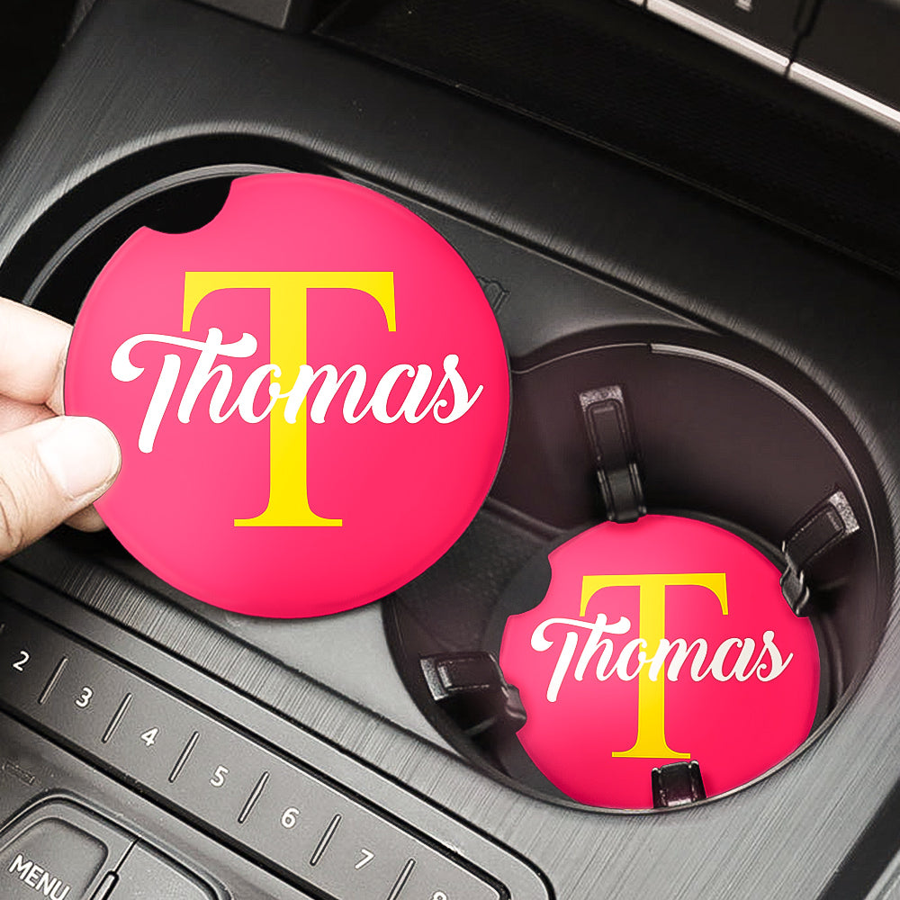 Personalized Car Cup Holder Coasters For Him Her - MyCustomTireCover