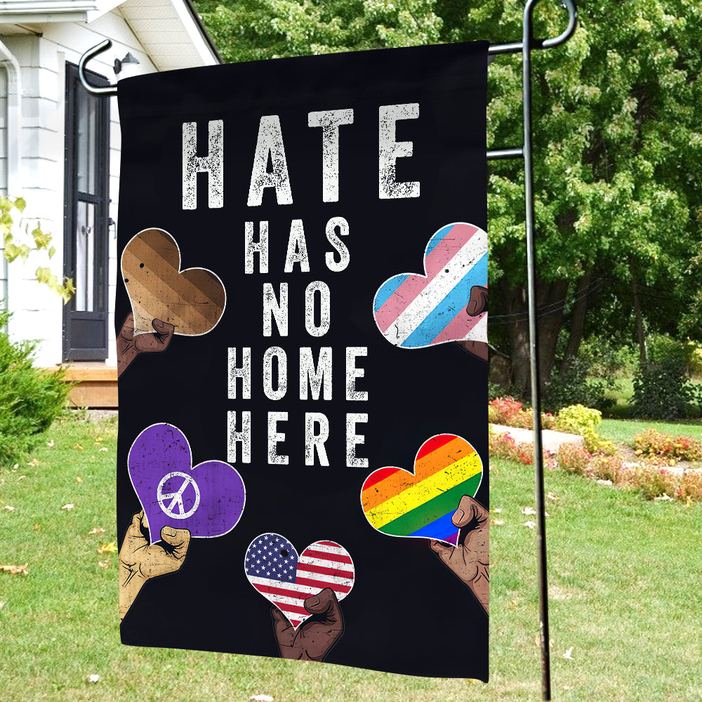 Hate Has No Home Here Garden Flag LGBT Flag Double Side-Hearts Garden Flag