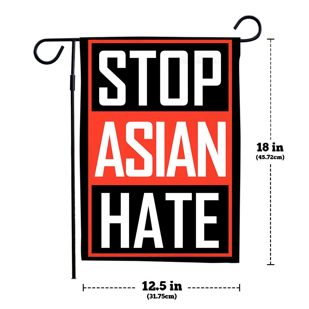 Stop Asian Hate Garden Flag Red We Are All Travelers of The Earth