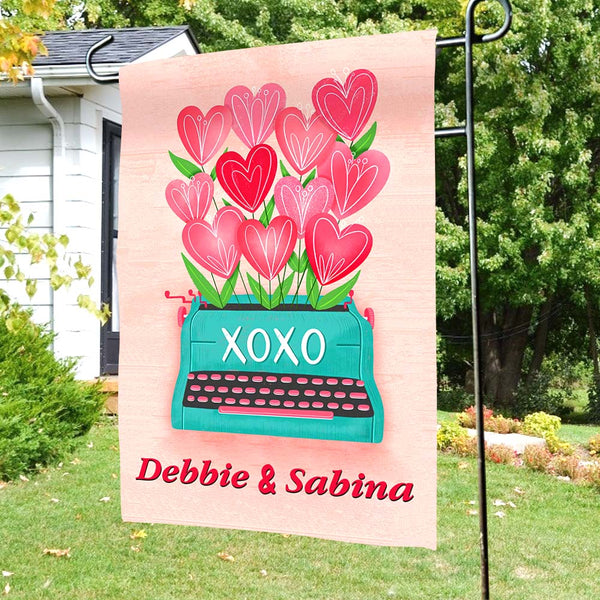 Valentine's Gifts Custom Names Hearts Garden Flag