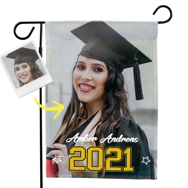 Personalized Graduation Flag With Picture Custom Outdoor Your Name And School Name Graduation Gifts (12.5in x 18in)