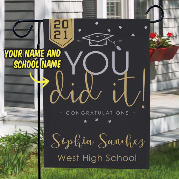 Graduation Decorations 2021 Custom Garden Flags Outdoor Graduation Photo With Your Name (12.5in x 18in)