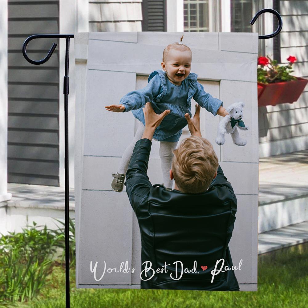 Custom Outdoor World's Best Dad With Your Name Garden Flag  (12.5in x 18in)