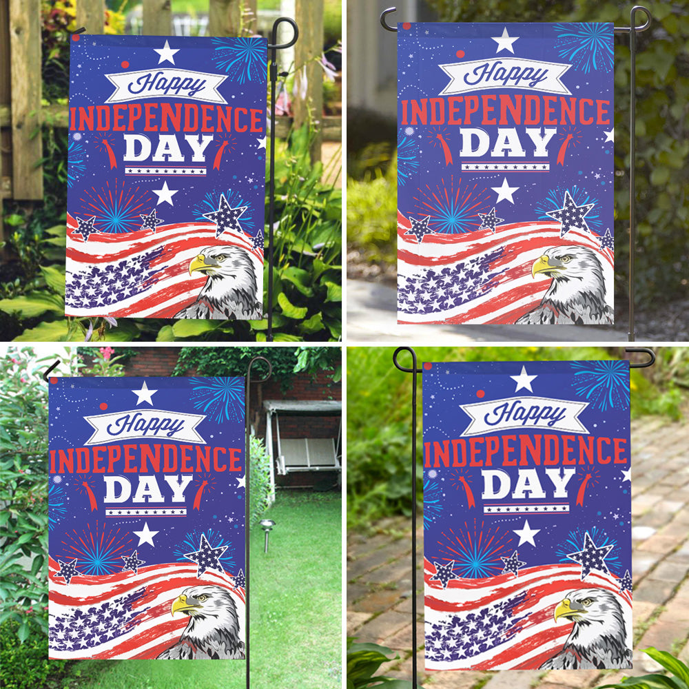 Outdoor American Eagle July 4th Independence Day USA Garden Flag (12in x 18in)