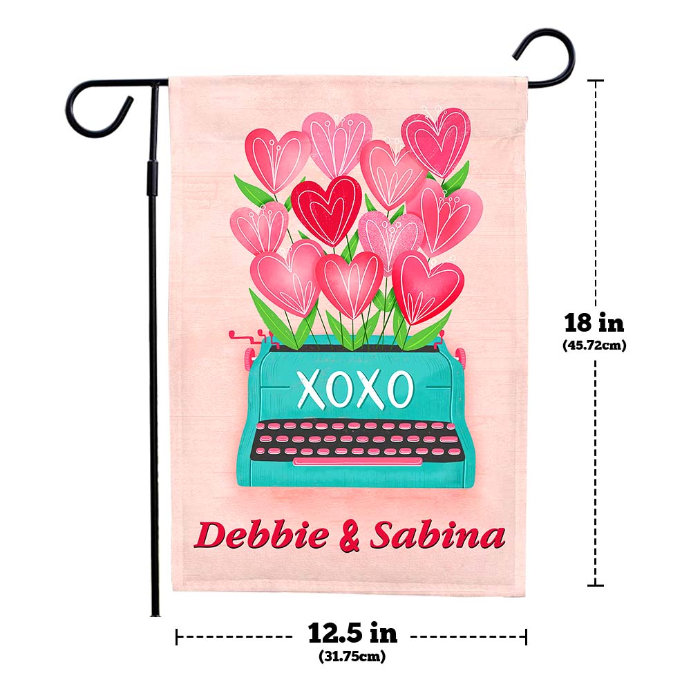 Valentine's Gifts Custom Names Hearts Garden Flag