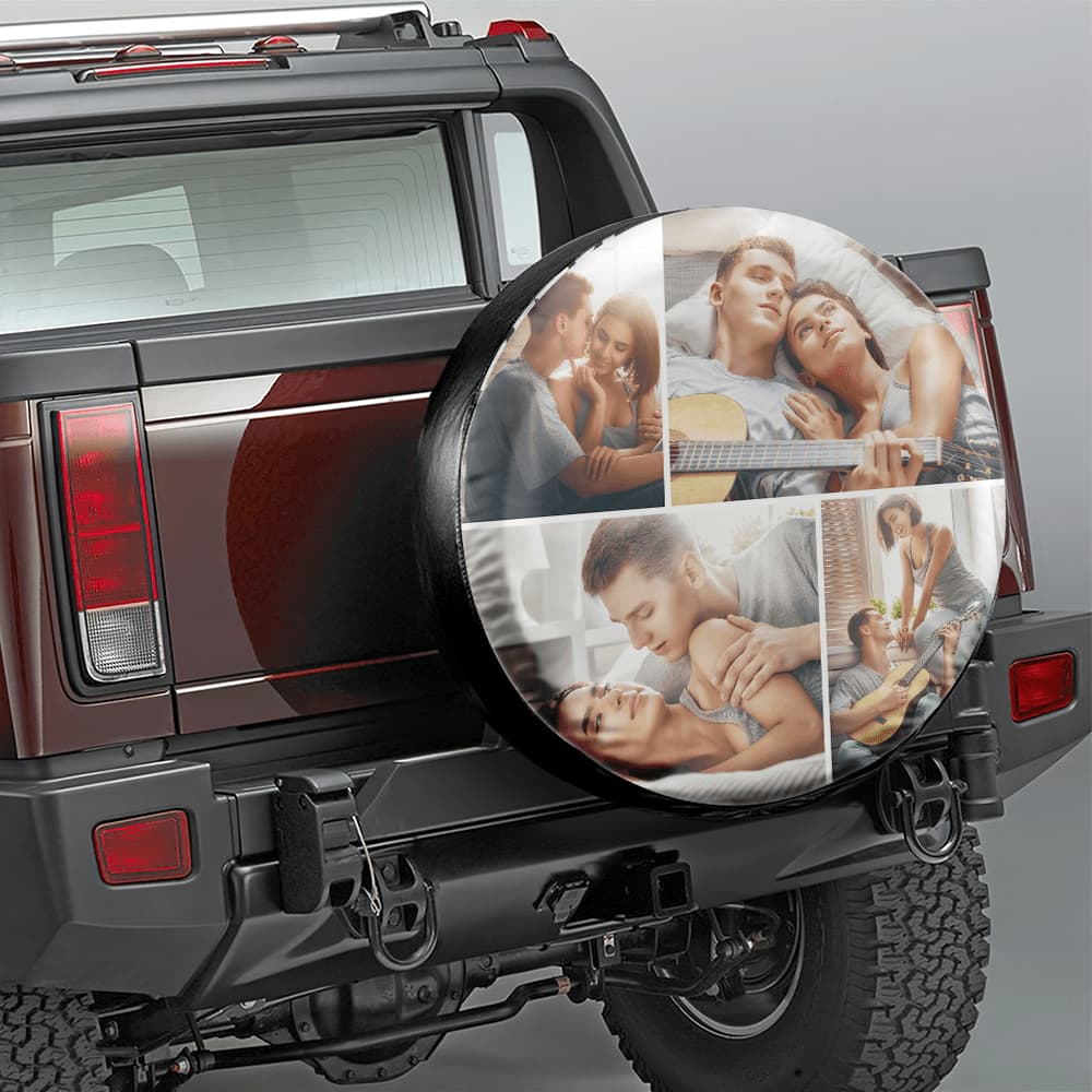 Personalized Photo on Spare Tire Cover with 4 Photos