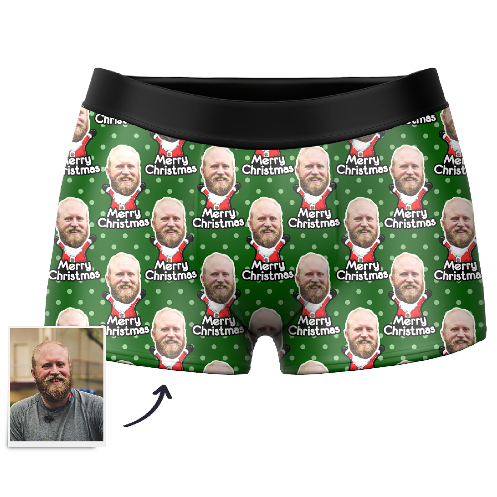 Men's Custom Santa Claus Face Boxer Shorts