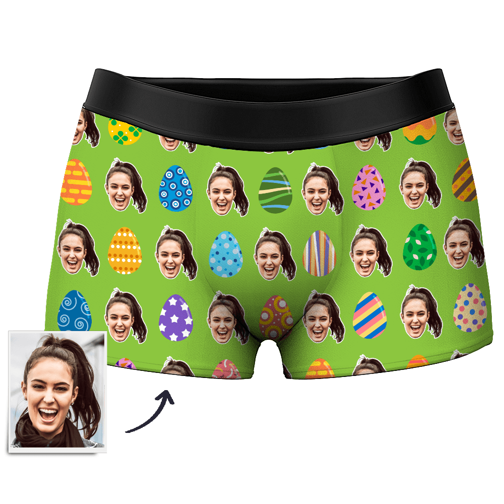 Color Easter Egg Customize Face Boxer Shorts, Custom Underwear For Men