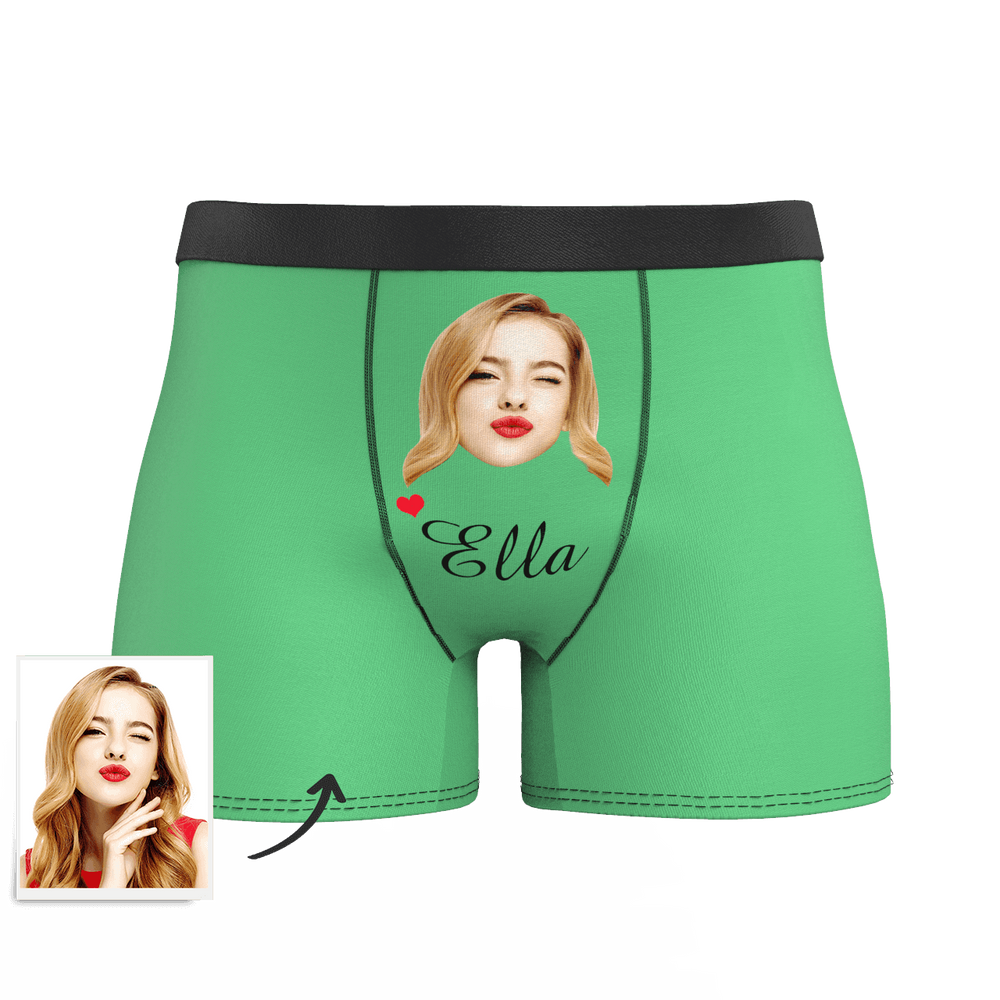 Custom Face And Name Colorful Boxer Shorts, Custom Underwear For Men