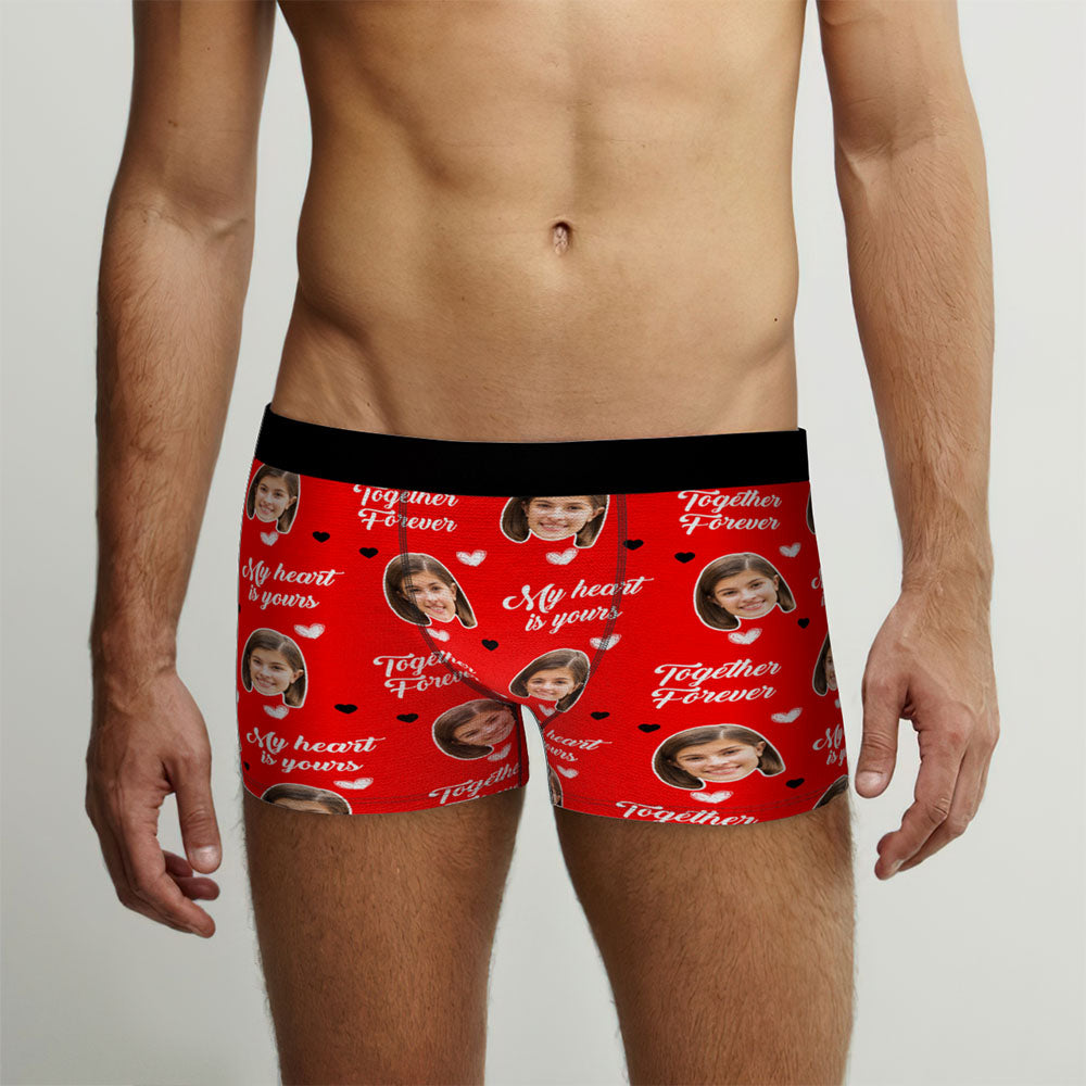 Custom Men's Face Boxer Briefs Personalized Funny Valentine's Day Gift for Him - Together Forever