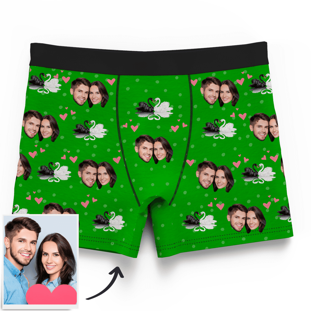 Custom Swan And Face On Boxer Shorts, Face Underwear For Men