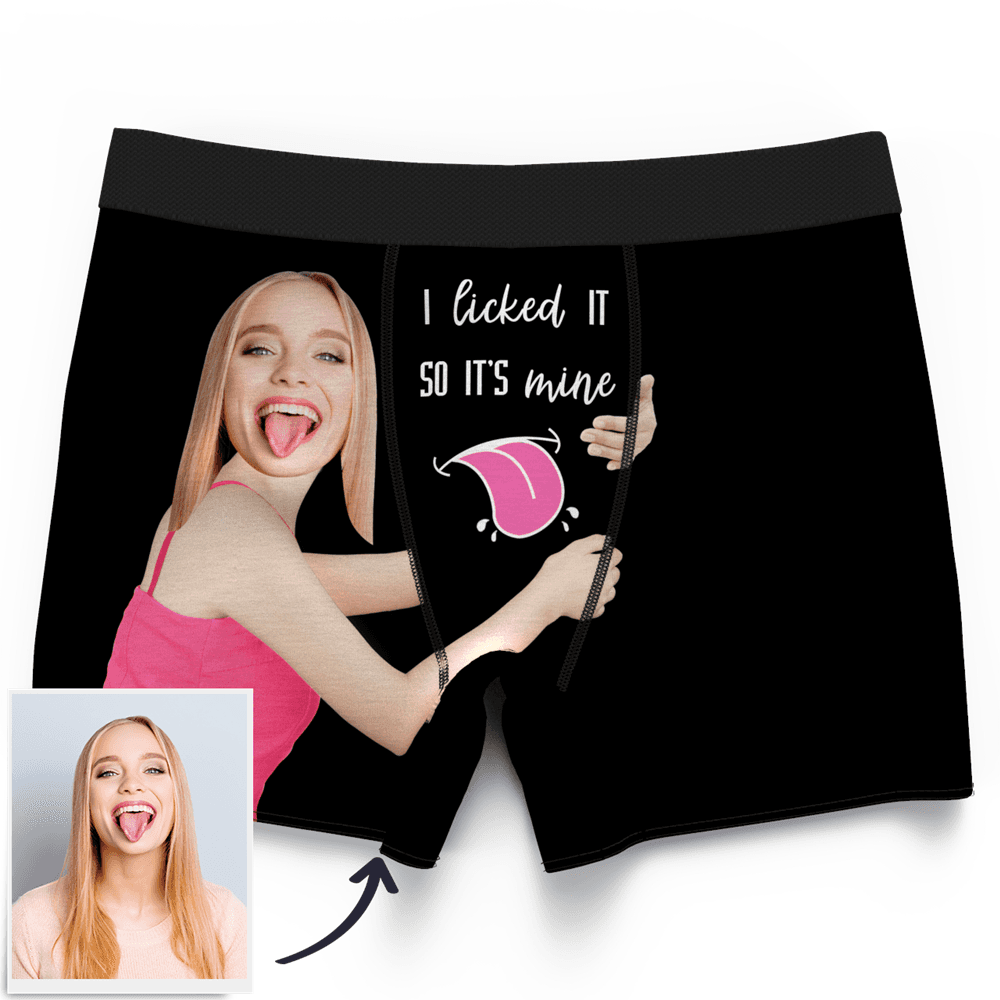 Valentine's Gifts Men's Custom Face On Boxer Shorts I licked IT SO IT'S  mine For Him - MyCustomTireCover