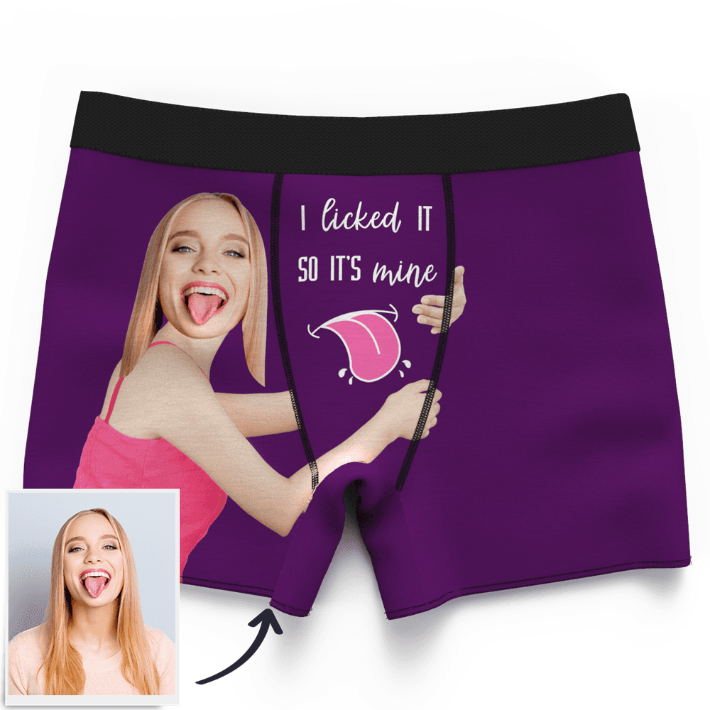 Valentine's Gifts Men's Custom Face On Boxer Shorts I licked IT SO IT'S  mine For Him - MyCustomTireCover