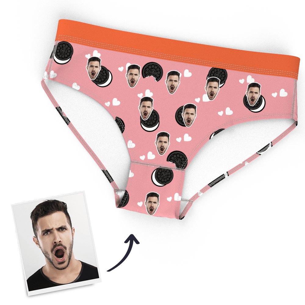 Personalized Face Underwear Custom Face Panties Lady Briefs Gift Sweet Biscuit Pattern Multiple Color Options