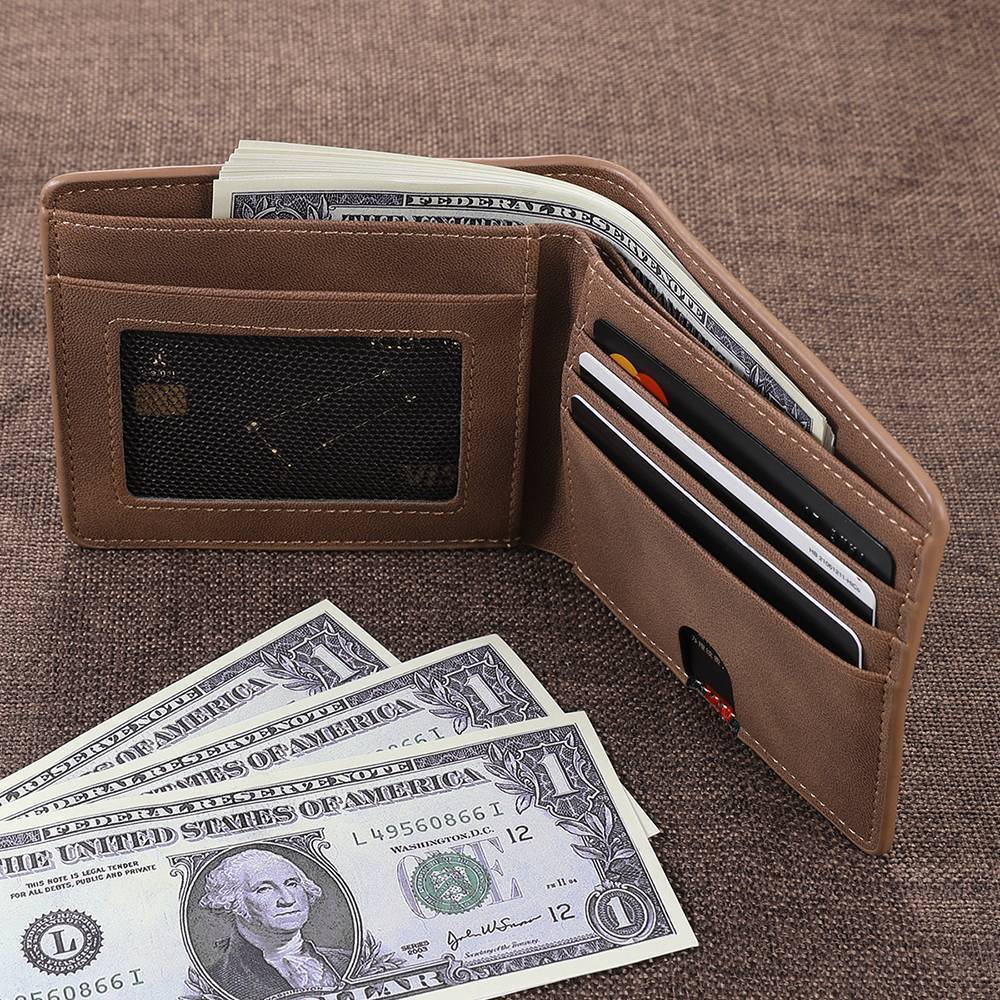 Mens Wallet Custom Color Family Photo Wallet Personalized Engraved Text Gift for Him