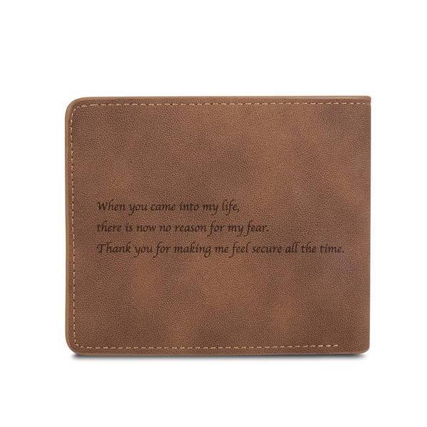 Custom Sketch Photo Wallet Personalized Engraved Leather Mens Wallet Anniversary Gift For Him