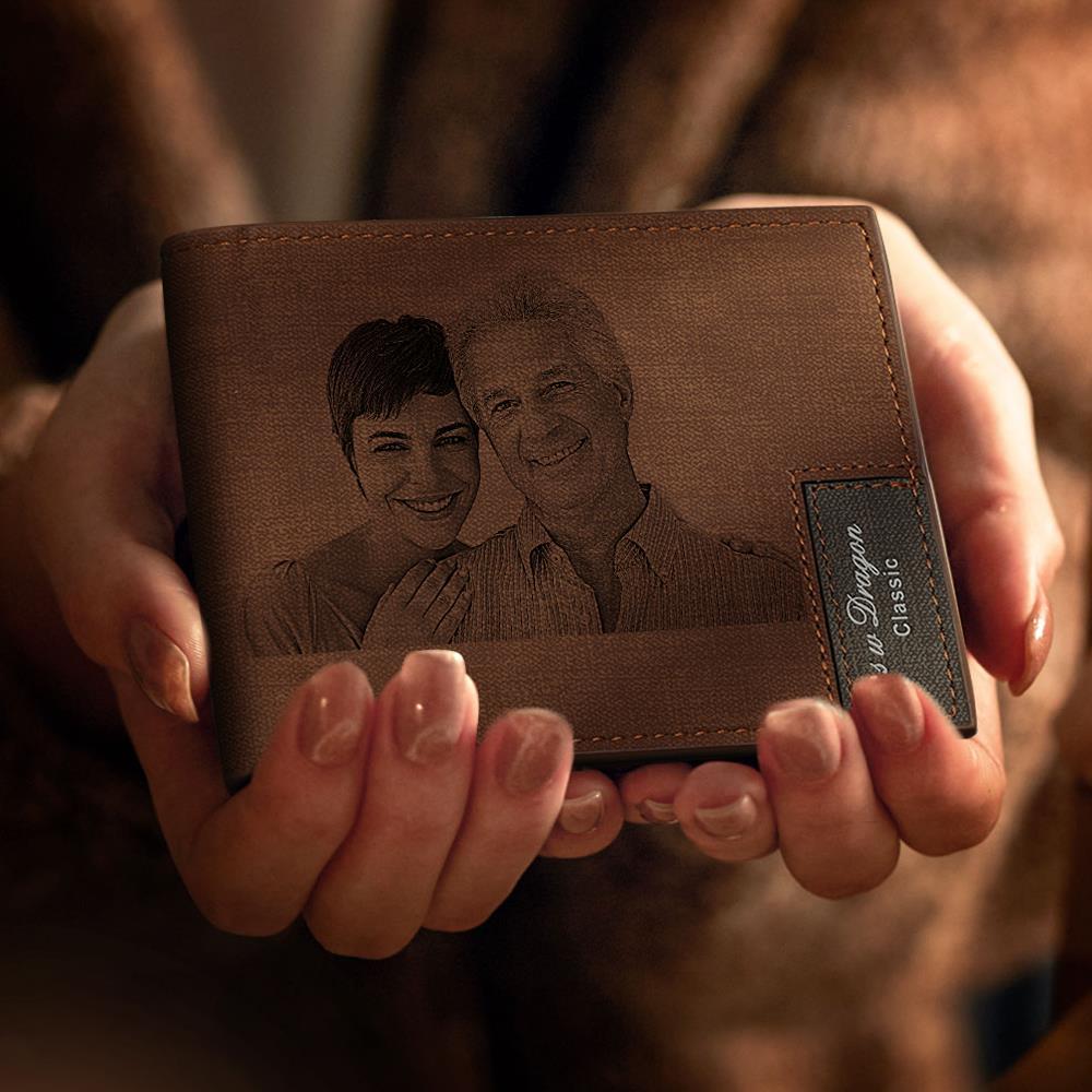 Men's Custom Photo Engraved Wallet Gifts For Him Father's Day Gifts