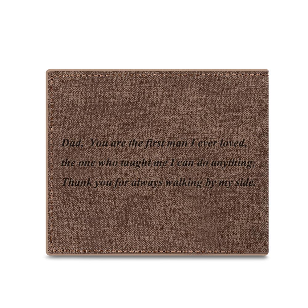 Gift for Dad Custom Photo Wallet Personalized Mens Wallet Engraved Leather Wallet for Men