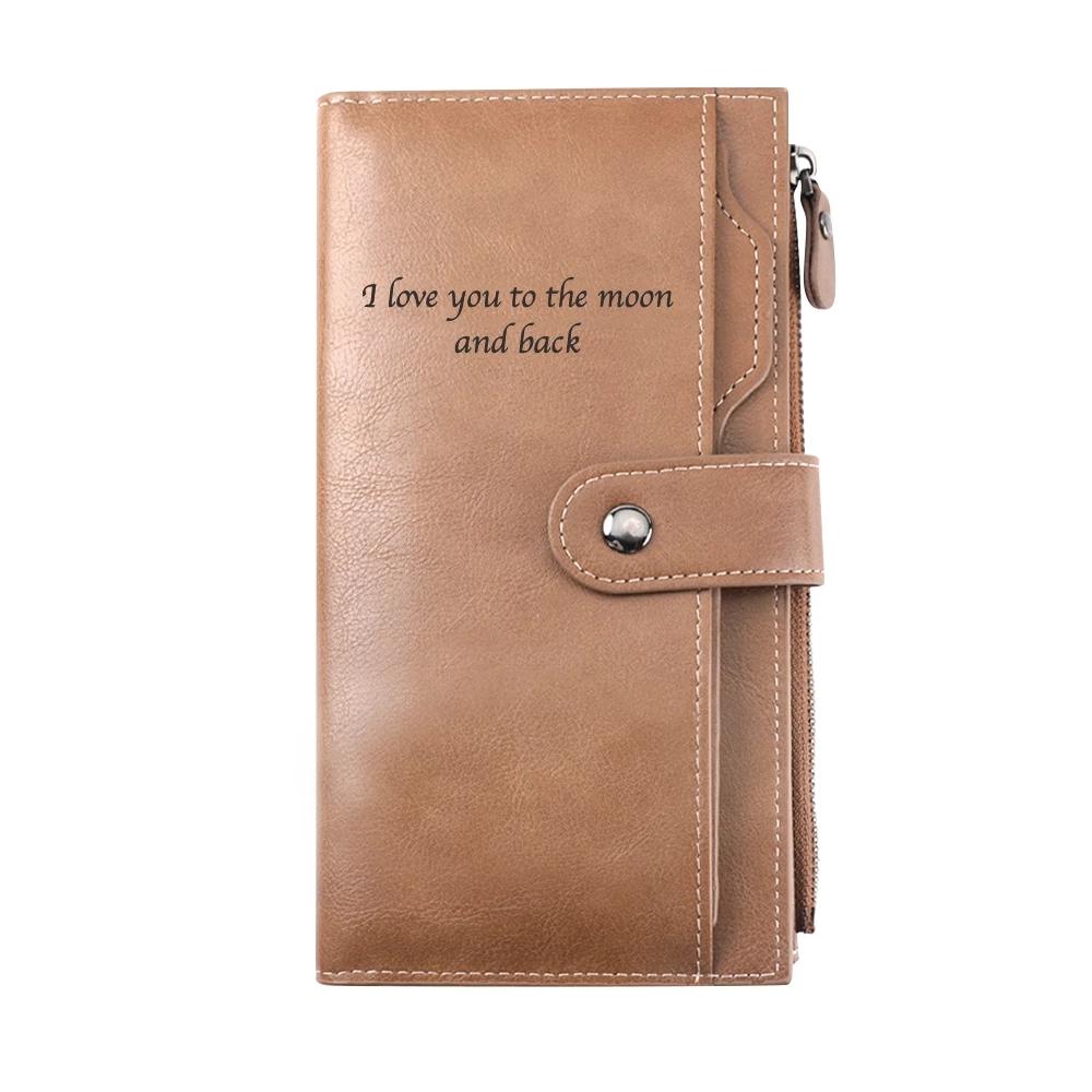 Custom Long Style Bifold Photo Wallet Personalized Leather Photo Wallet Gift For Him