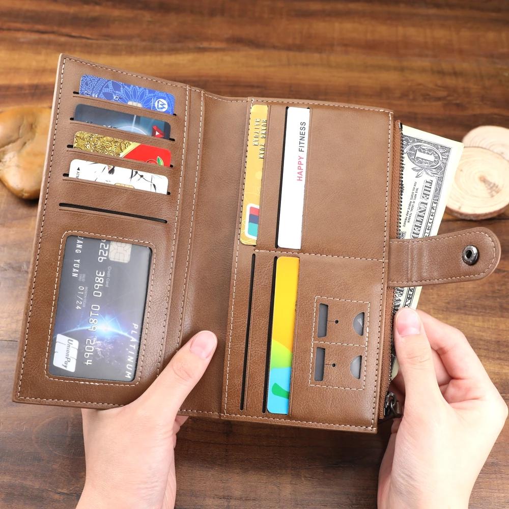 Custom Long Style Bifold Photo Wallet Personalized Leather Photo Wallet Gift For Him