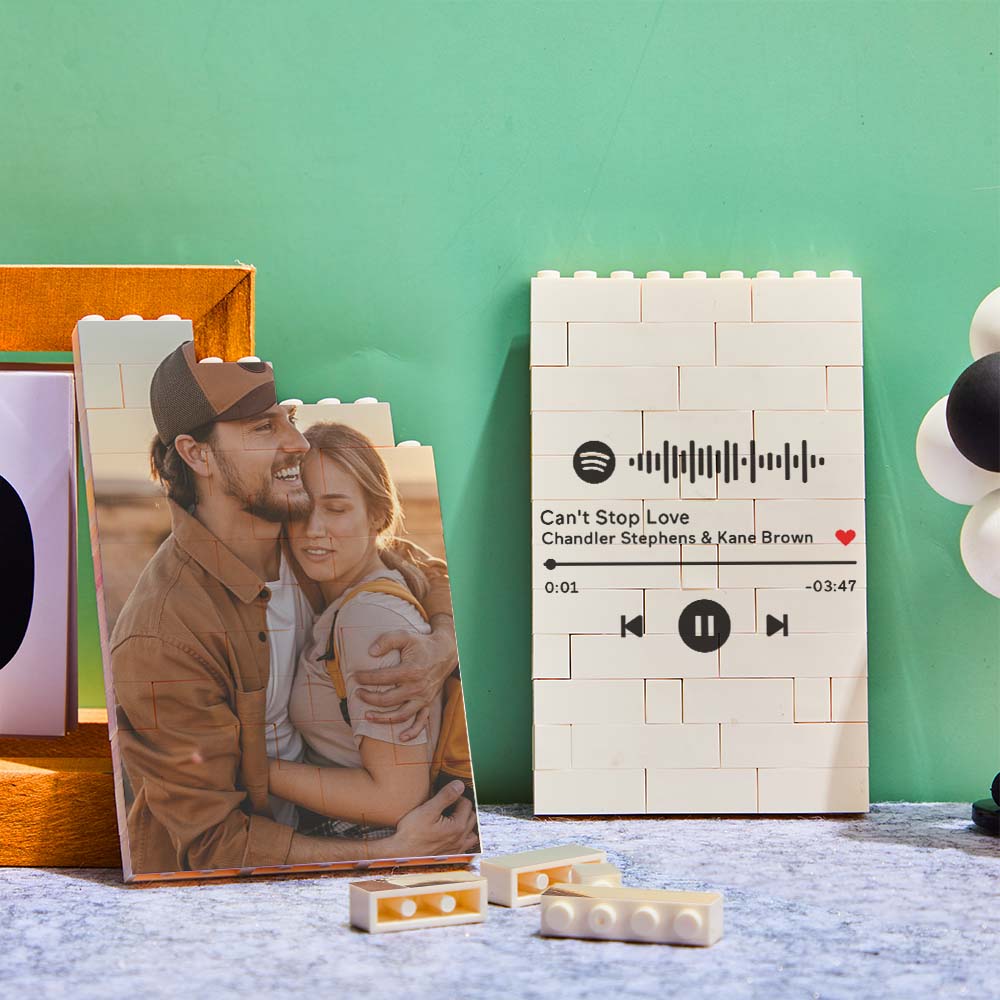 Personalized Brick Rectangle Building Photo Block Music Code Custom Text Frame