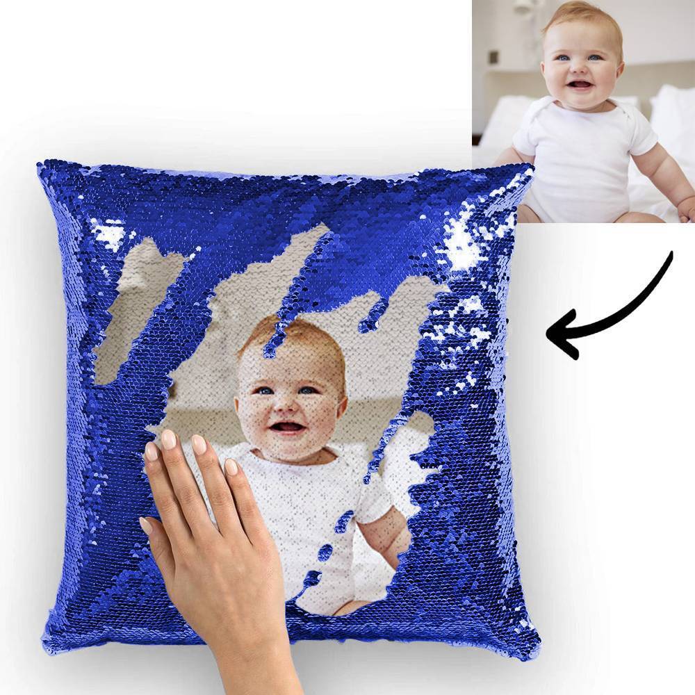 Custom Love Baby Photo Magic Sequins Pillow Multicolor Shiny 15.75''*15.75''