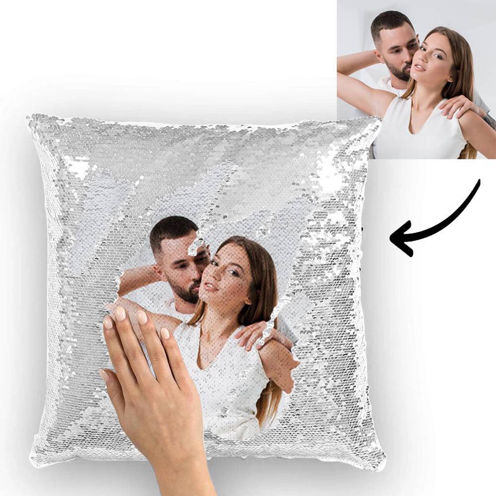 Gift for Her Custom Photo Magic Sequins Pillow Multicolor Shiny 15.75''*15.75''