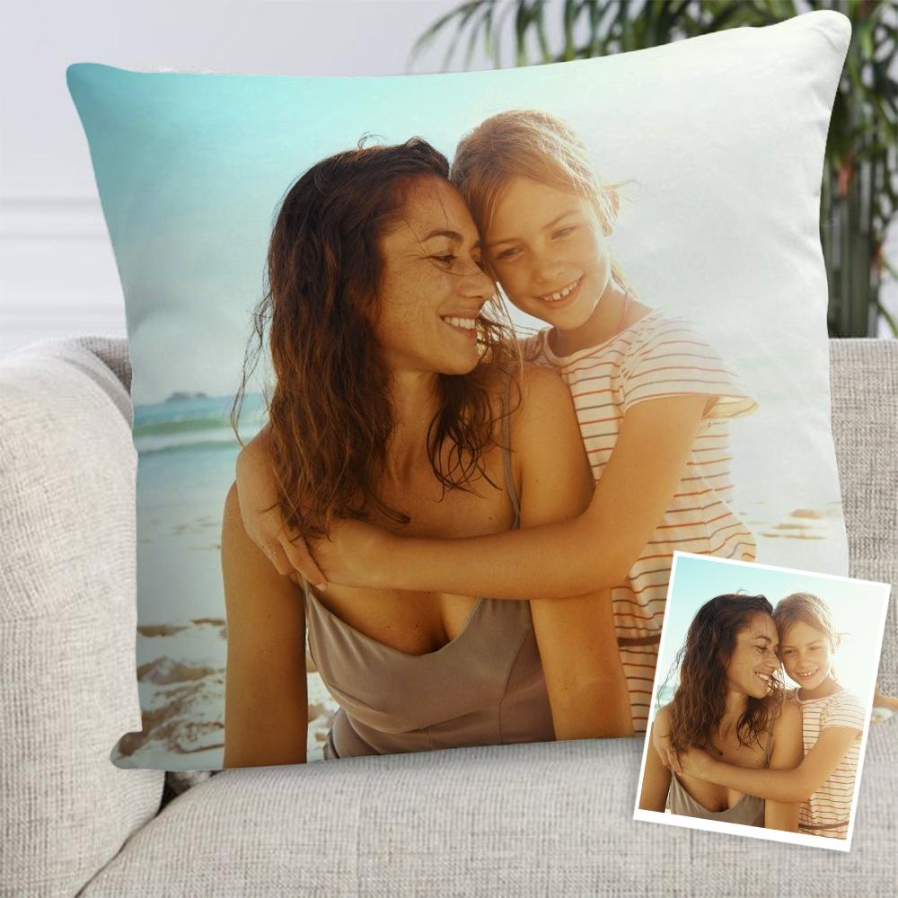 Custom Mother and Daughter Photo Throw Pillow