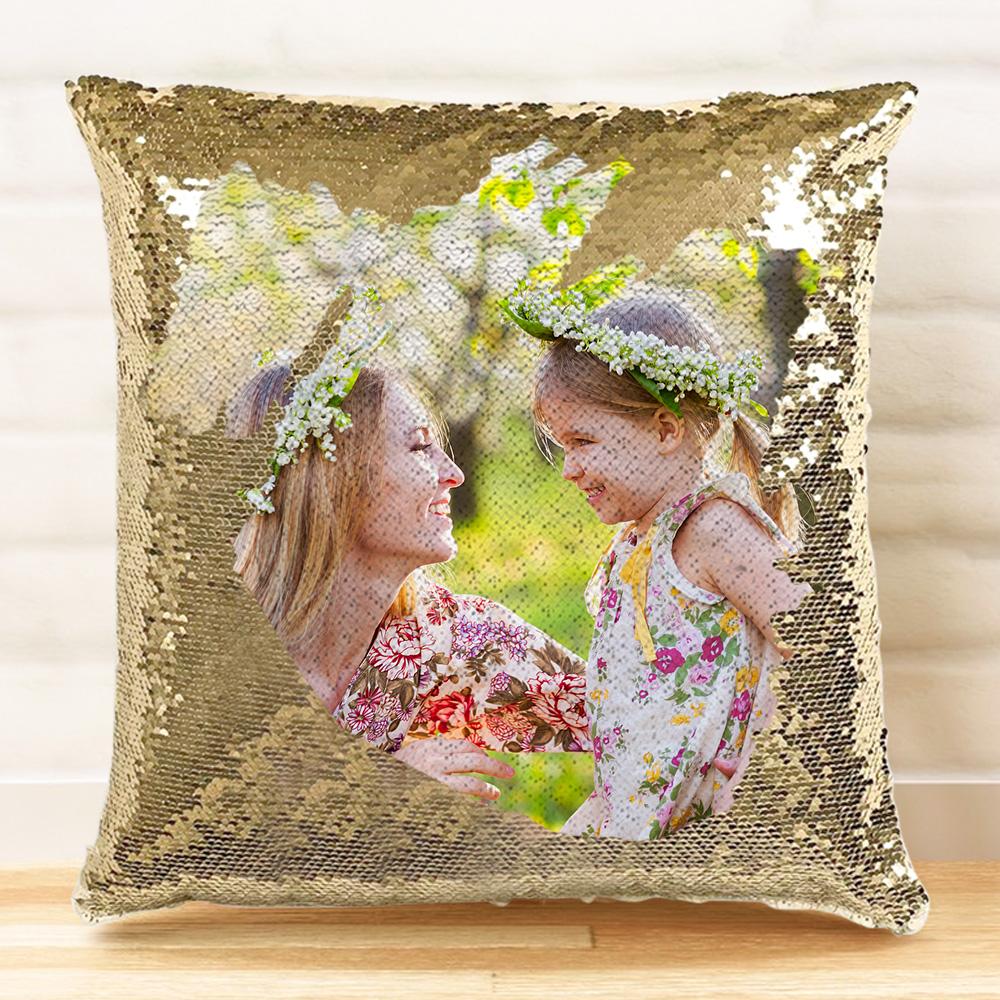 Custom Photo Magic Sequins Pillow, Sequin Picture Pillow, Glitter Pillow  With Hidden Picture - MyCustomTireCover